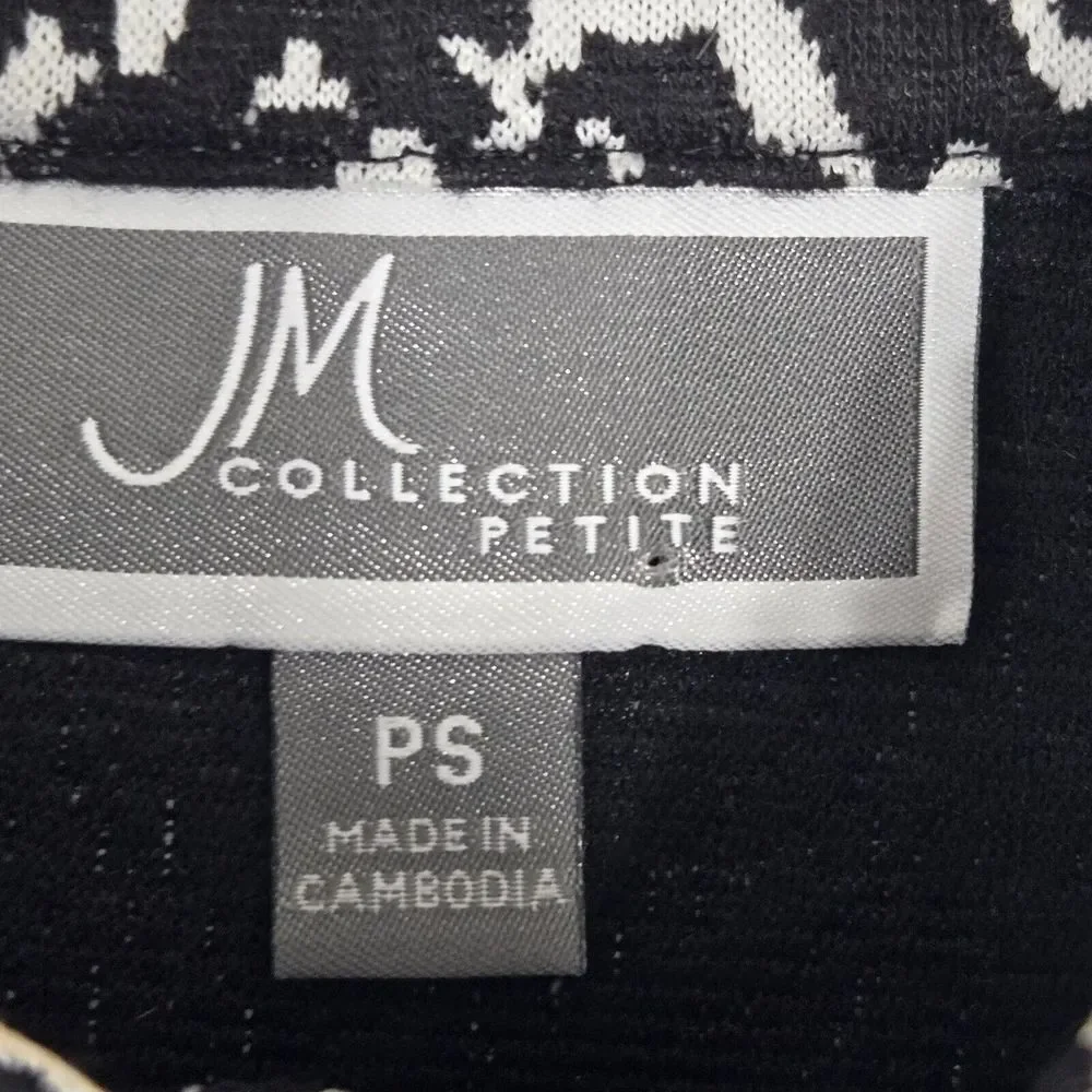 JM Collection Womens PS Black & White 3/4 Sleeve 3 Button Front Jacket‎